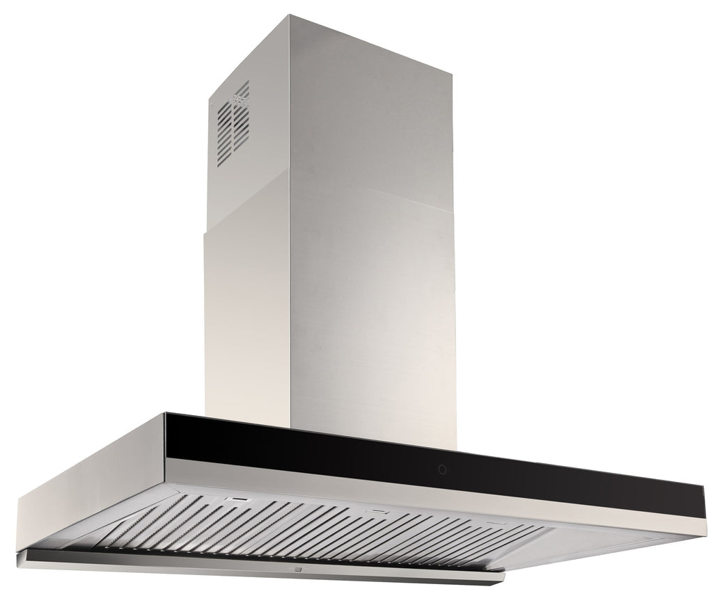 Black Glass Baffle Filter Rangehood - 900mm