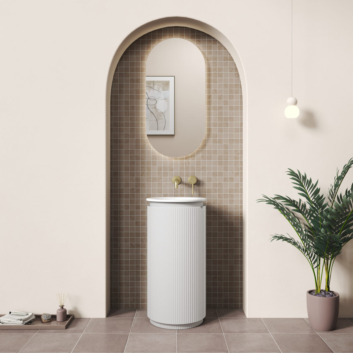 CIVARO Mini Floor Standing Pillar Cabinet (Matte White)