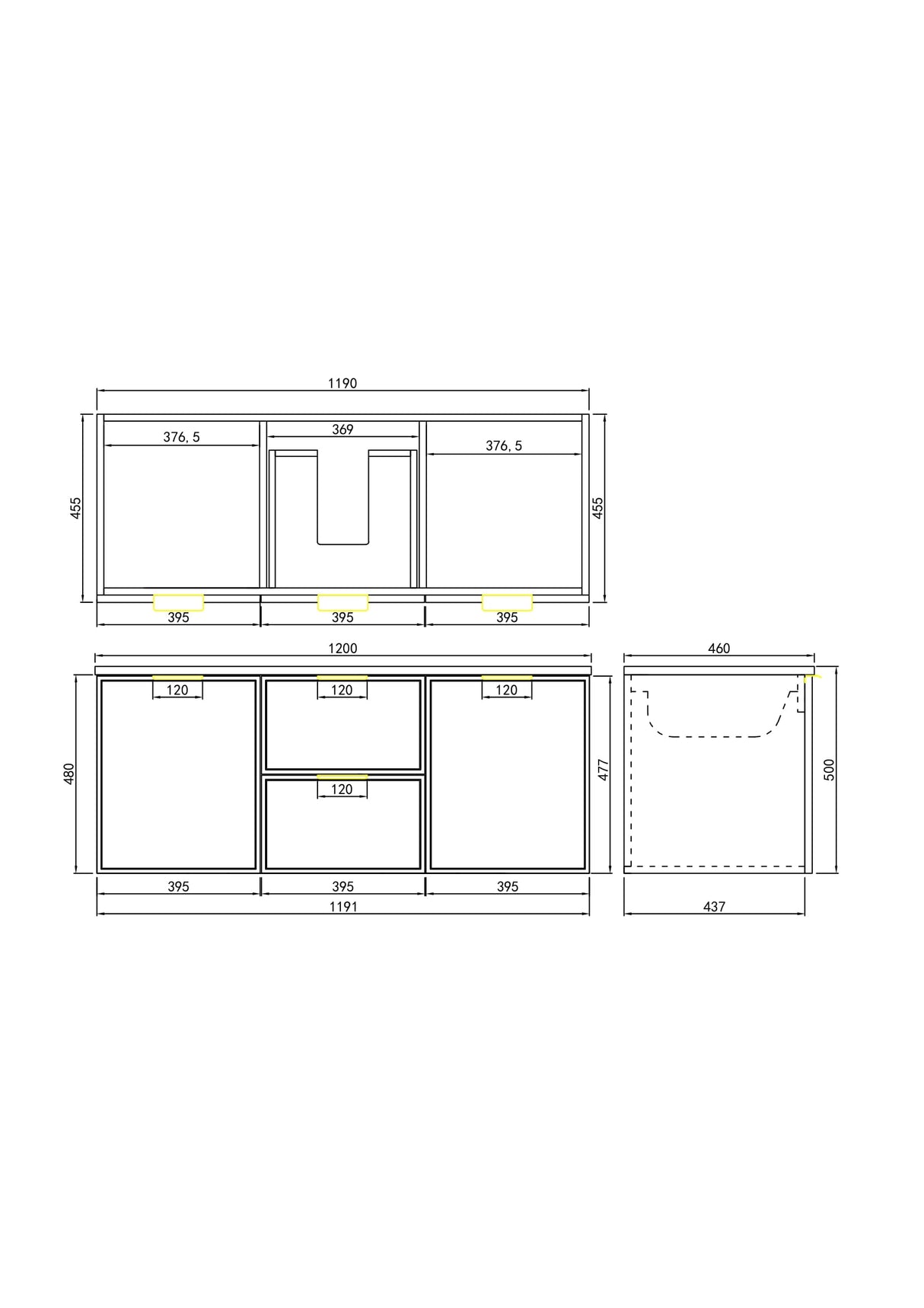 Miami Wall Hung PVC Cabinet 1200mm (Single Bowl/Double Bowl) (Olive Green)