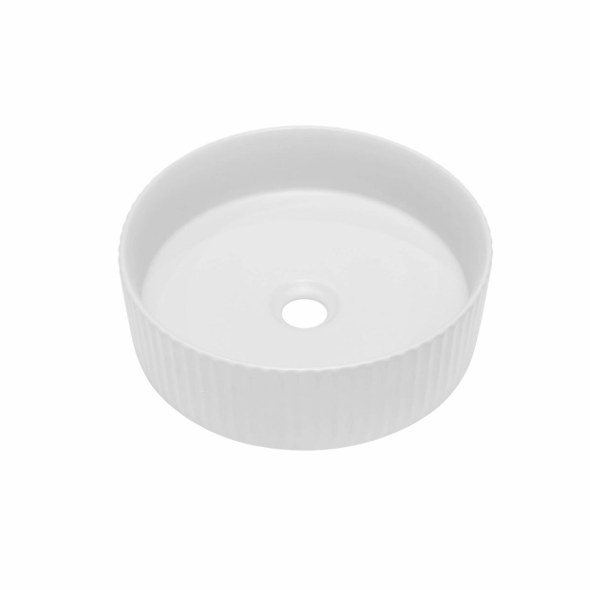 CORA 36 Above Counter Fluted Gloss White Circle Basin (Round: 360x360x115)