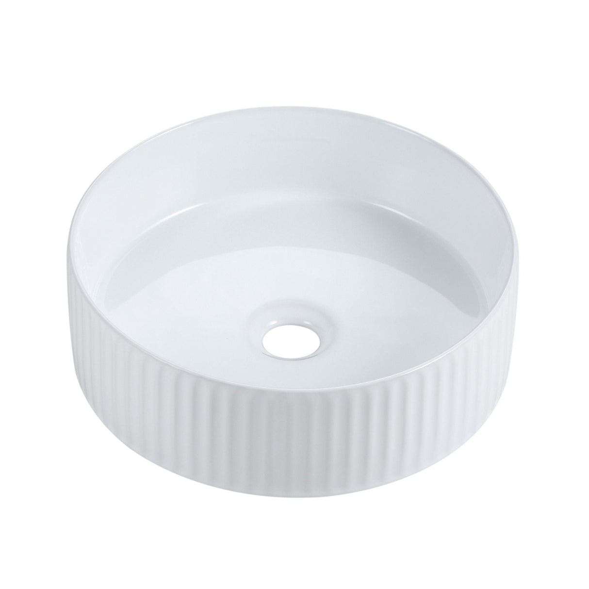 CORA 36 Above Counter Fluted Gloss White Circle Basin (Round: 360x360x115)