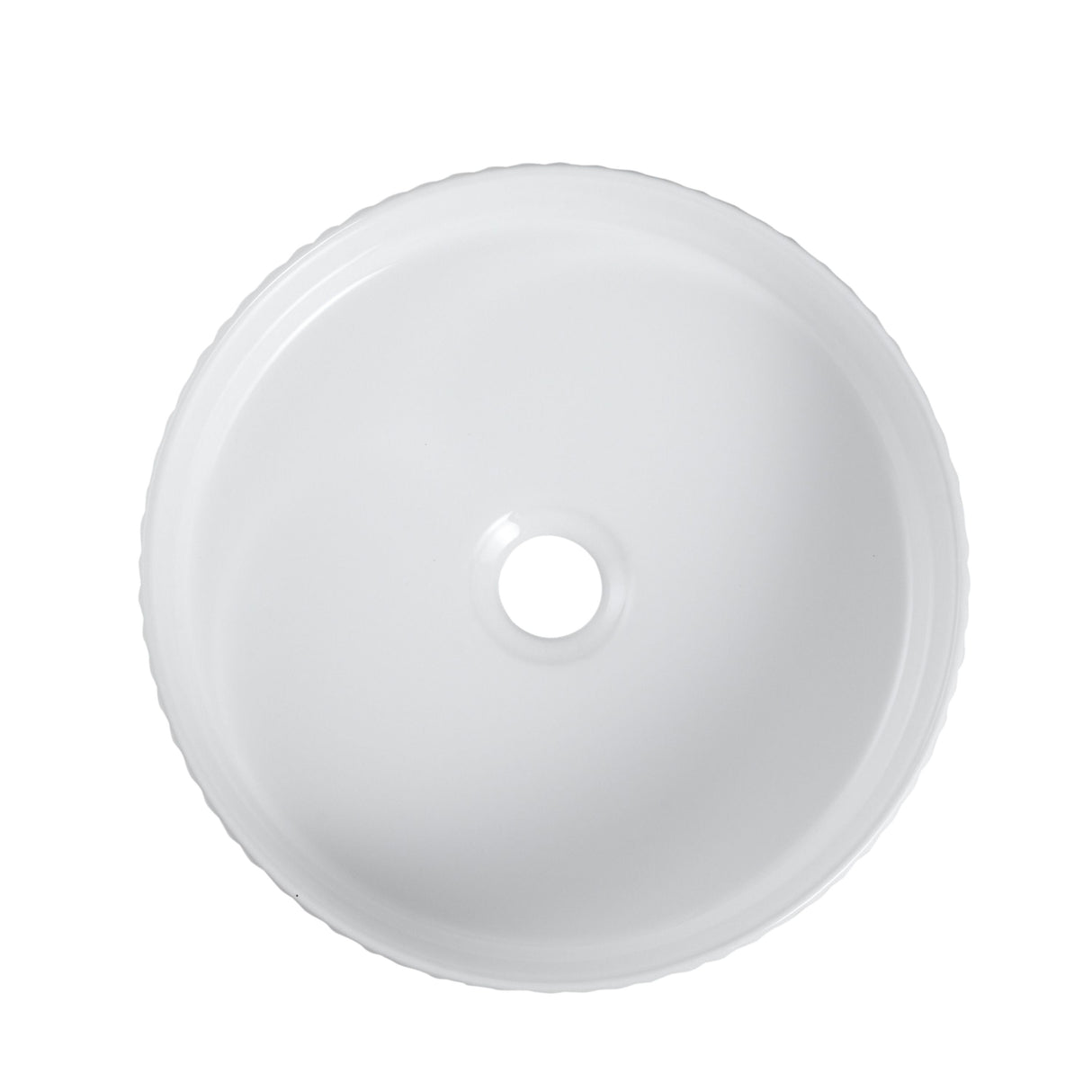 CORA 36 Above Counter Fluted Gloss White Circle Basin (Round: 360x360x115)