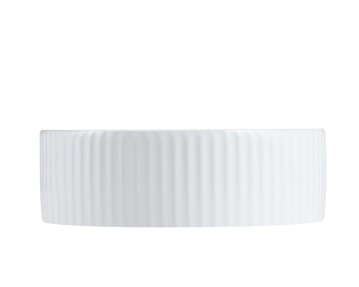 CORA 36 Above Counter Fluted Gloss White Circle Basin (Round: 360x360x115)