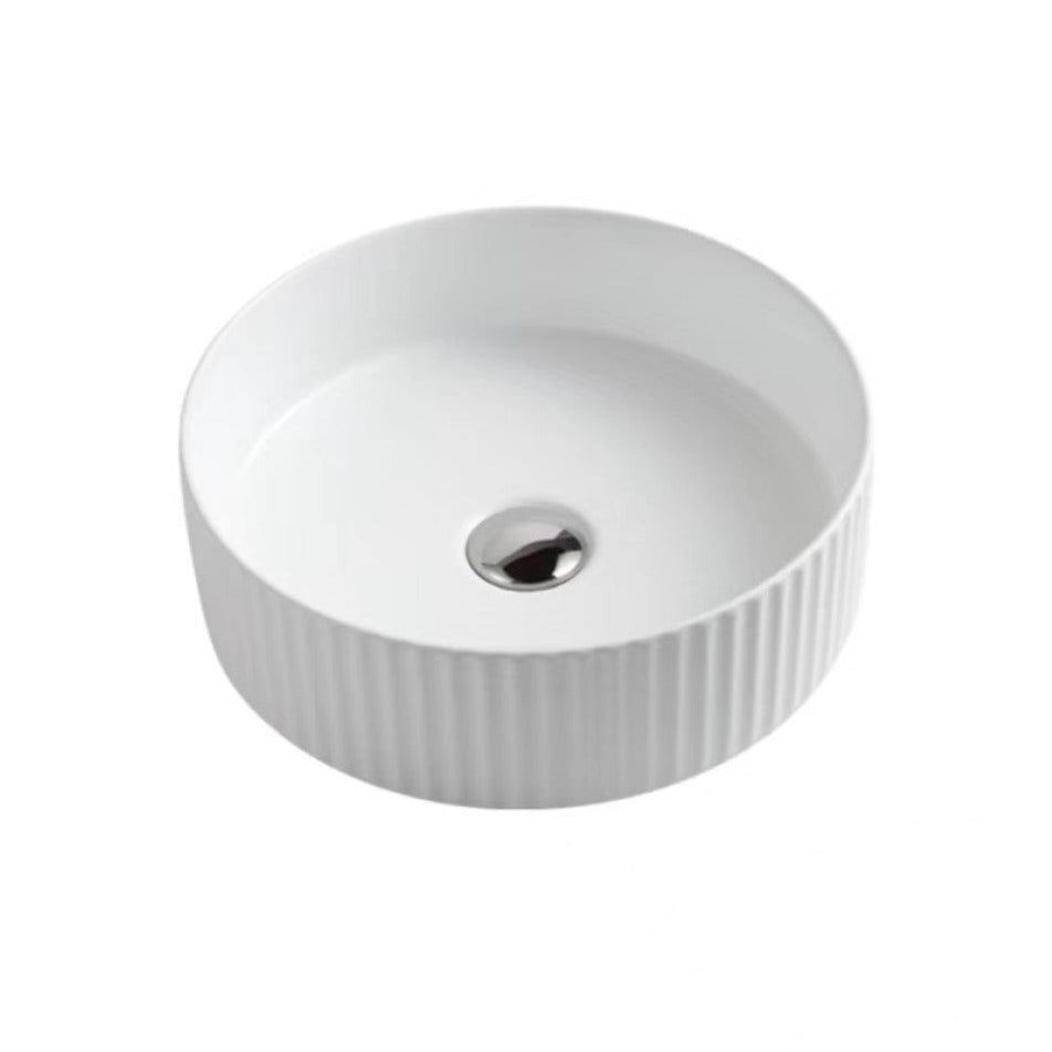 CORA 36 Counter-top Fluted Basin Matte White (Round: 360x360x115)