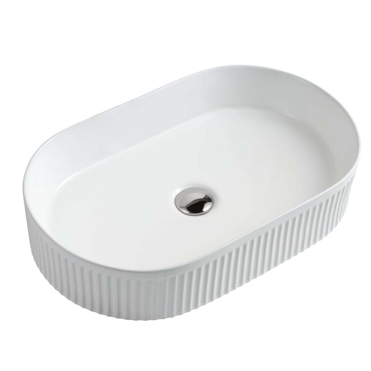 CORA 58 Counter-top Fluted Basin Matt White (Oval: 580x365x115)