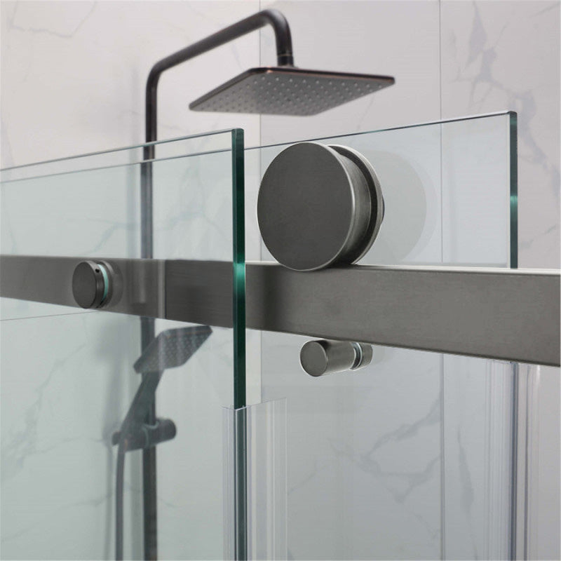COVEY Wall To Wall Frameless Single Sliding Door Shower Screen Round Handle 870-1180mm