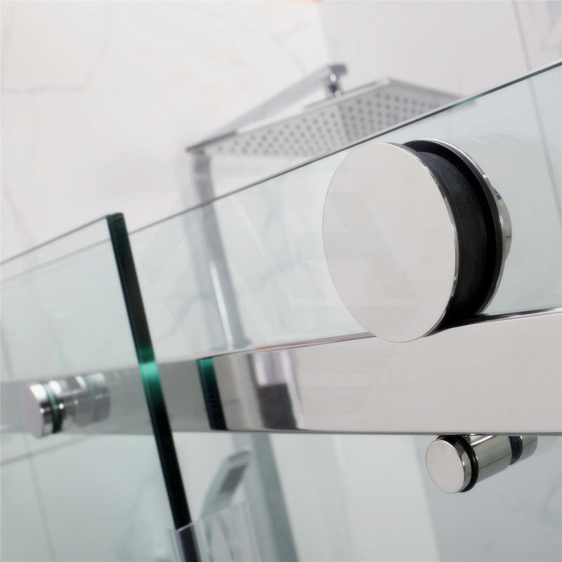 COVEY Wall To Wall Frameless Single Sliding Door Shower Screen Round Handle 870-1180mm