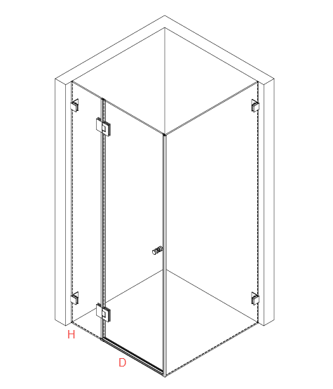 COVEY Wall To Wall L-Shape Square Frameless Pivot Hinge Door Shower Screen