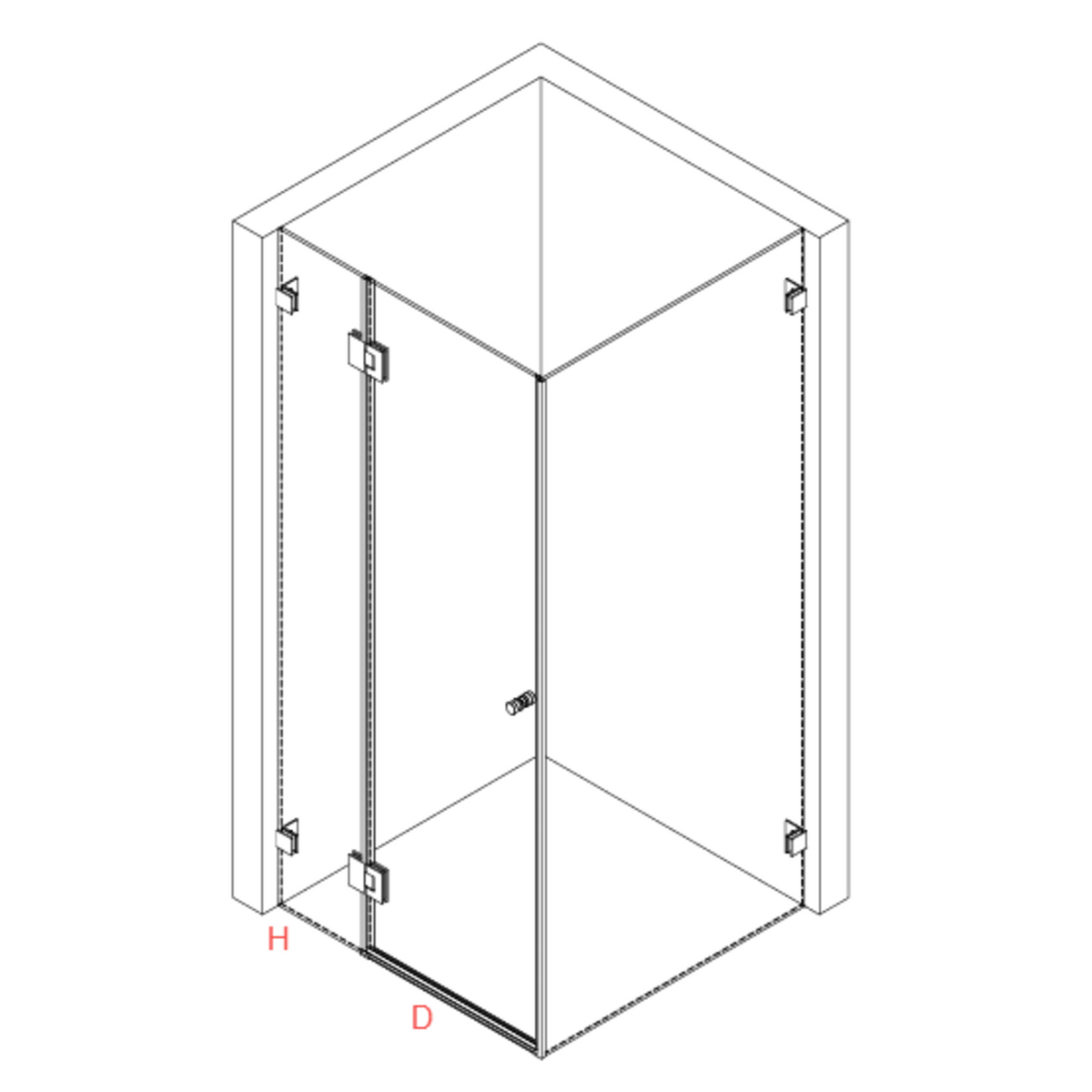 COVEY Wall To Wall L-Shape Square Frameless Pivot Hinge Door Shower Screen
