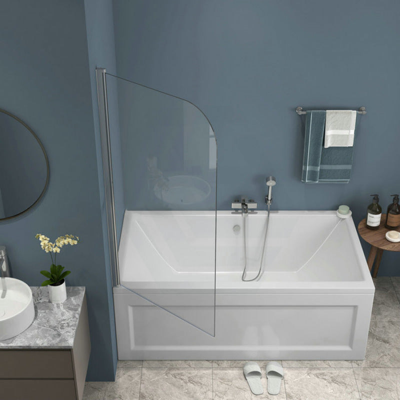COVEY Frameless Swing Panel With Curved Corner Clear Bathtub Screen