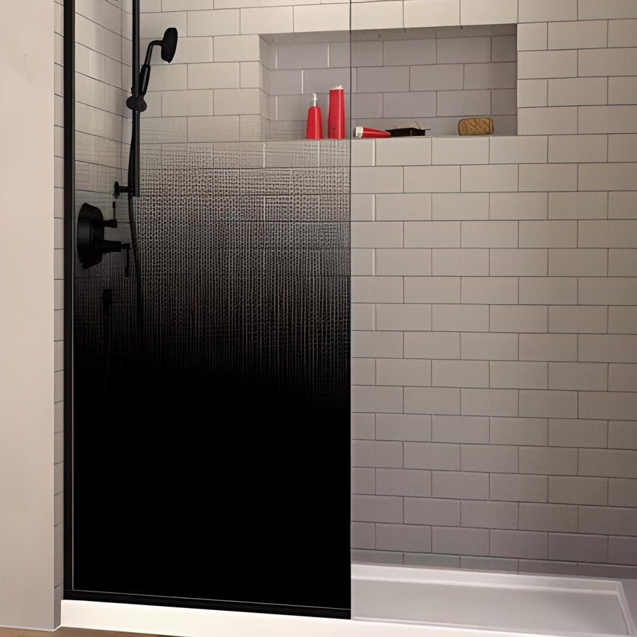 COVEY Frameless Walk-in Gradient Glass Single Fixed Panel With Wall Channel (Matte Black)