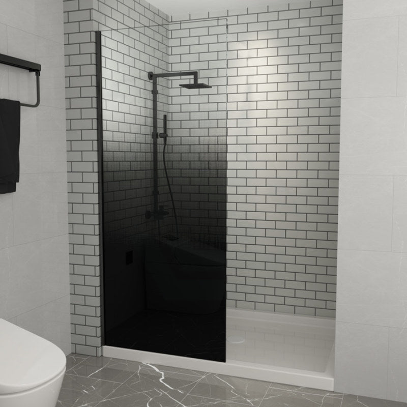 COVEY Frameless Walk-in Gradient Glass Single Fixed Panel With Wall Channel (Matte Black)