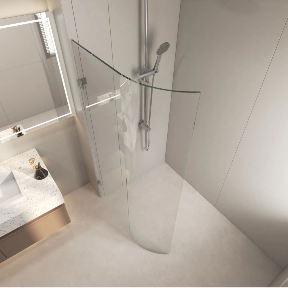 COVEY Frameless Walk-in Single Panel Bend Glass Shower Screen (Curved Body)