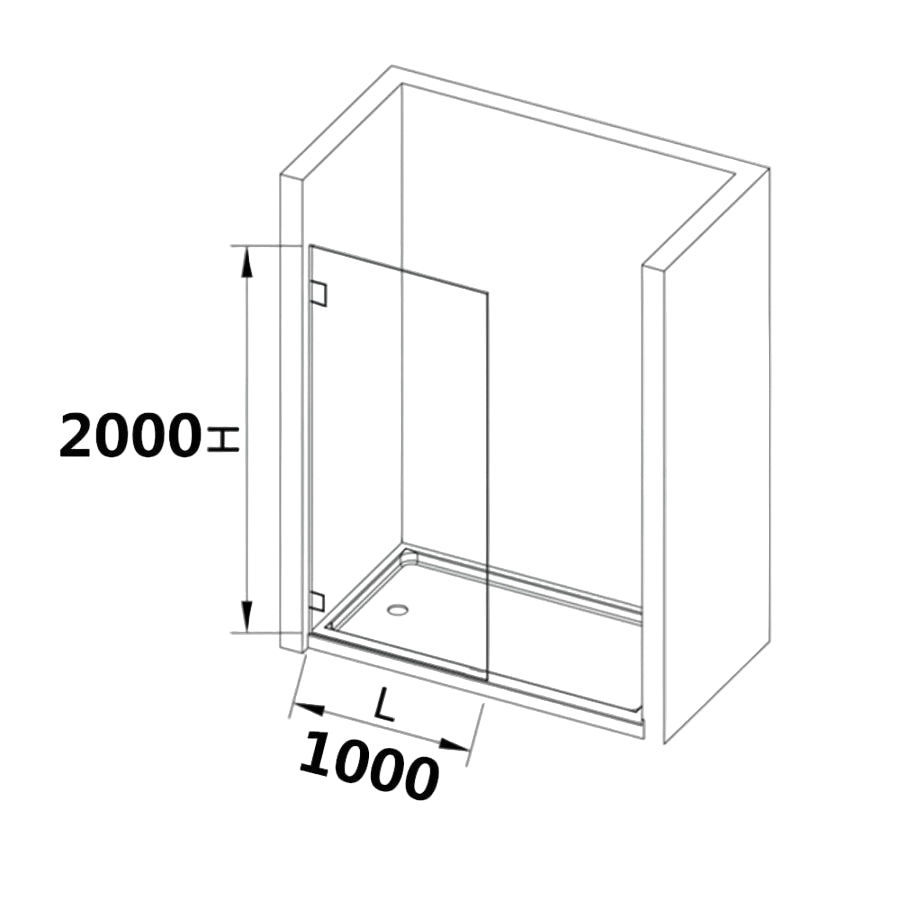 COVEY Frameless Walk-in Single Panel Grey/Tinted Shower Screen