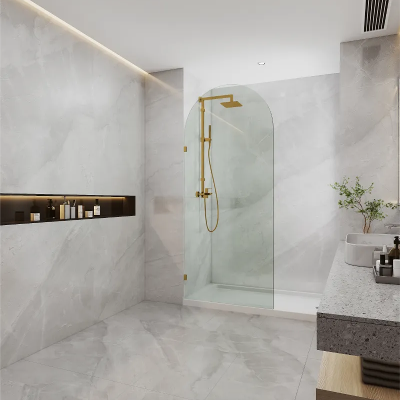 COVEY Frameless Walk-in Single Panel Top Arch Clear Glass Shower Screen