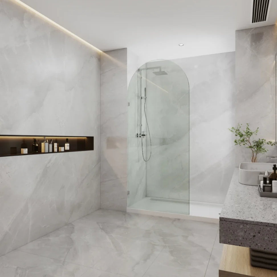 COVEY Frameless Walk-in Single Panel Top Arch Clear Glass Shower Screen