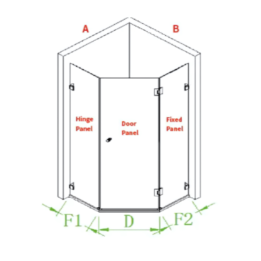 COVEY Wall To Wall Diamond Frameless Pivot Hinge Door Shower Screen