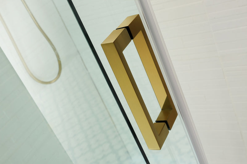 COVEY Wall To Wall Frameless Single Sliding Door Shower Screen Square Handle 1180 - 2000mm