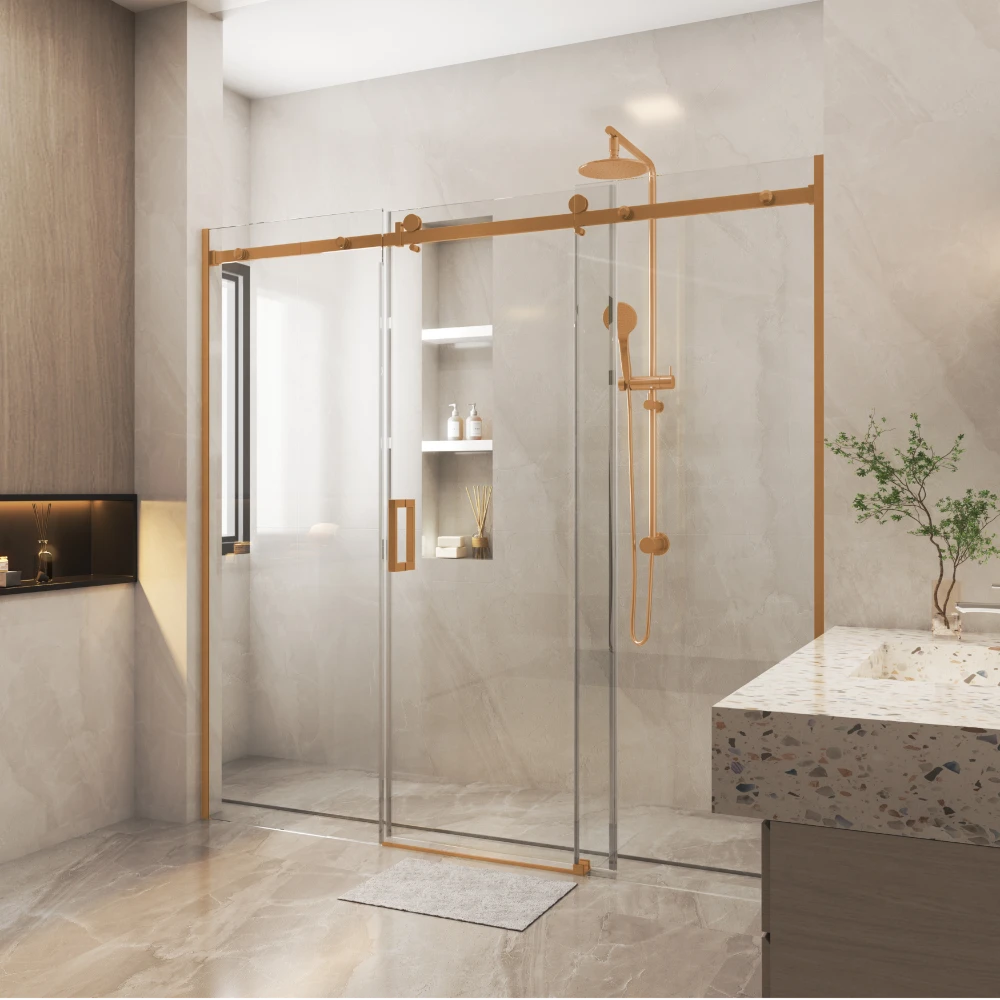 COVEY Wall To Wall Frameless Sliding Door Shower Screen Square Handle (>1400mm - 3 Panels)
