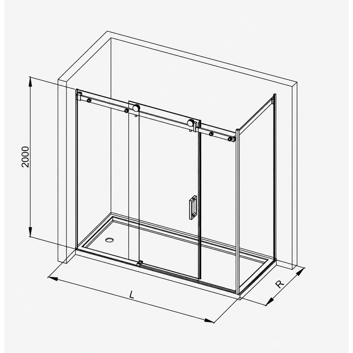 COVEY Wall To Wall Frameless Sliding Door Shower Screen Square Handle (>1400mm - 3 Panels)