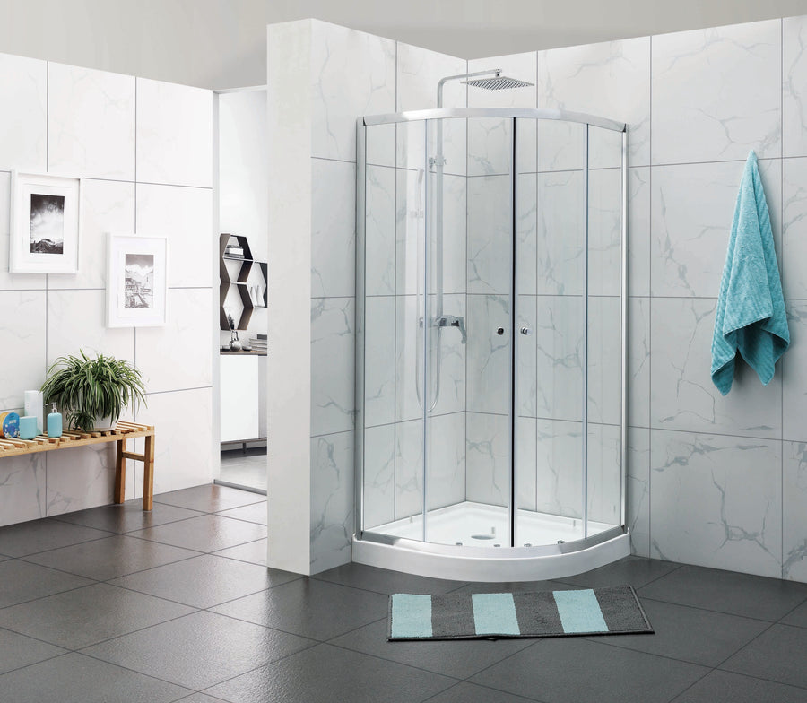 COVEY Wall To Wall Semi-Framed Curved Sliding Door Shower Screen