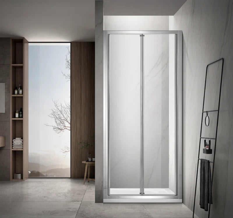 COVEY Wall to Wall Semi-Frameless Bi-Fold Swing Door Shower Screen