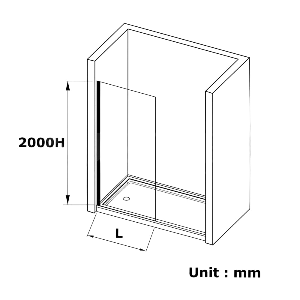 COVEY Frameless Walk-In Single Panel Clear Shower Screen (U Channel)