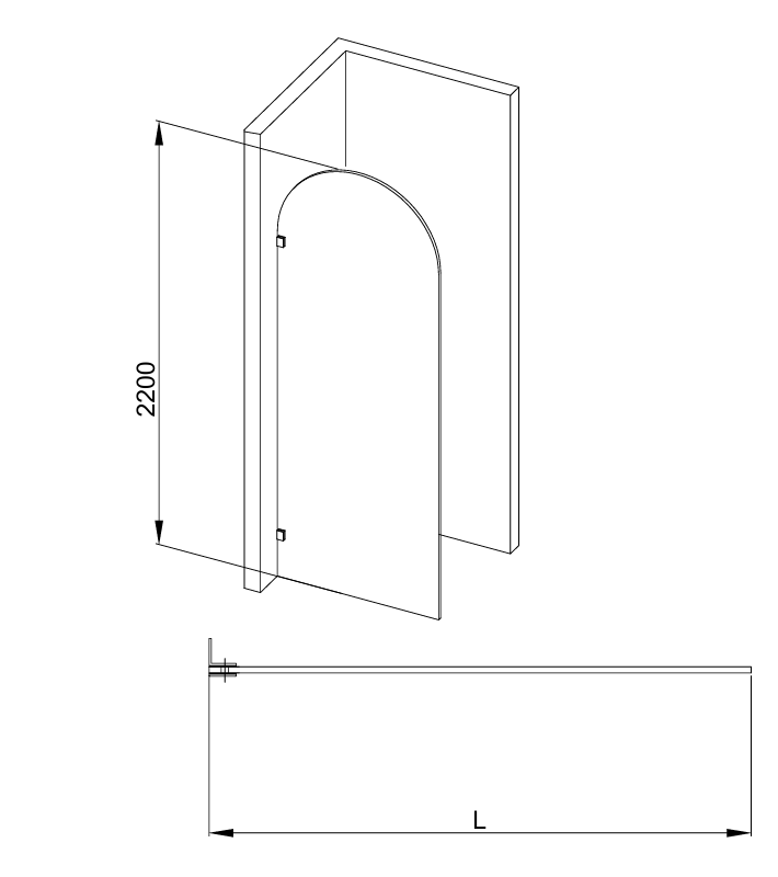 COVEY Frameless Walk-in Single Panel Top Arch Clear Glass Shower Screen