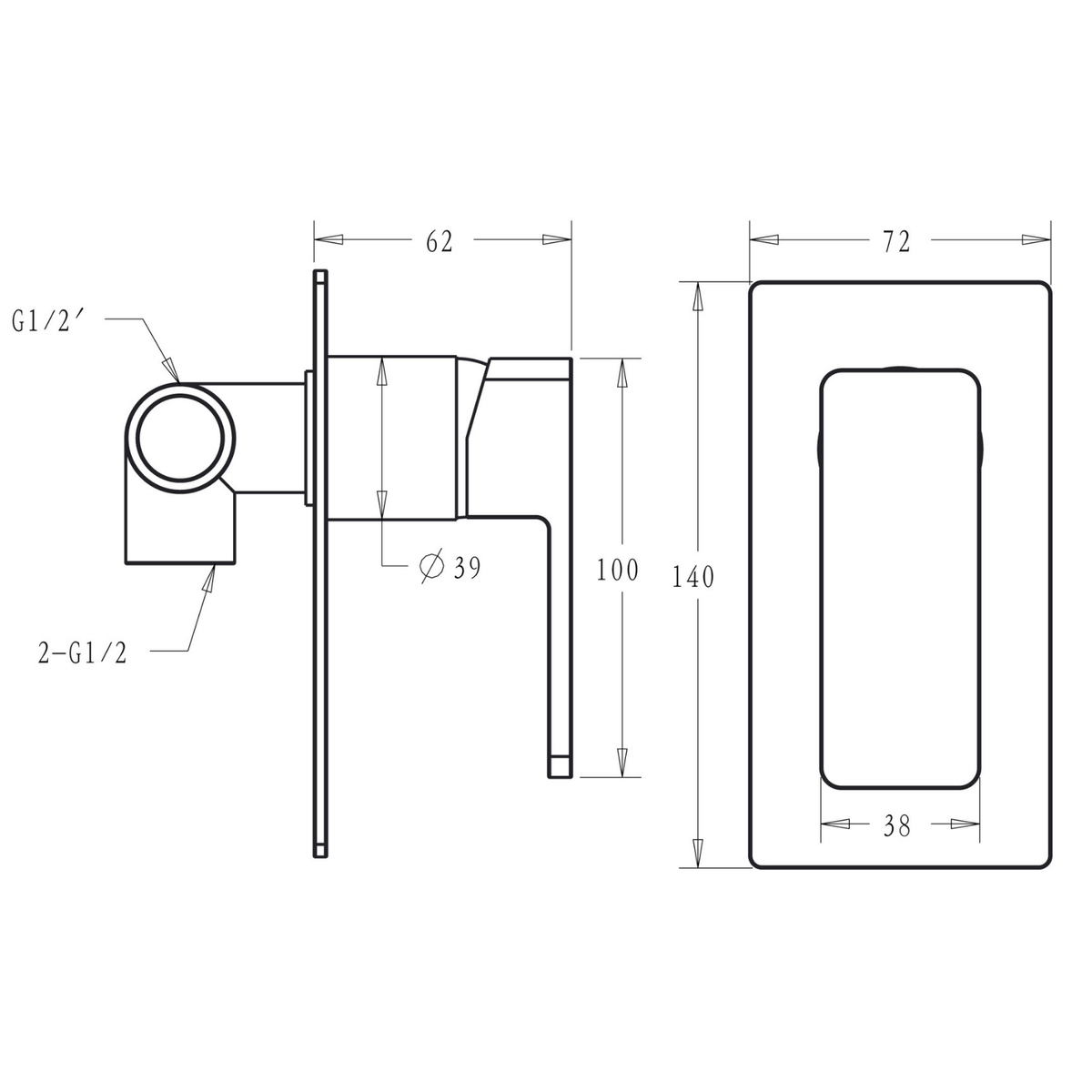 Ceram Wall Mixer Drawing