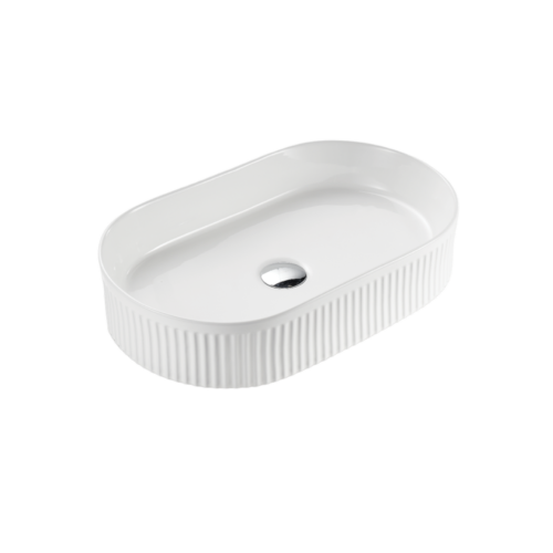 POS Fluted Gloss/Matte White Basin (Oval: 580x360x120)