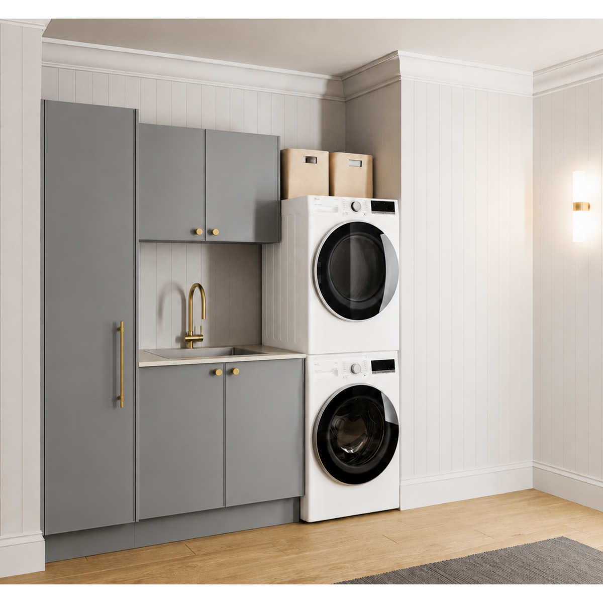Timberline Custom 1350mm Laundry With Tall And Wall Cabinet Package