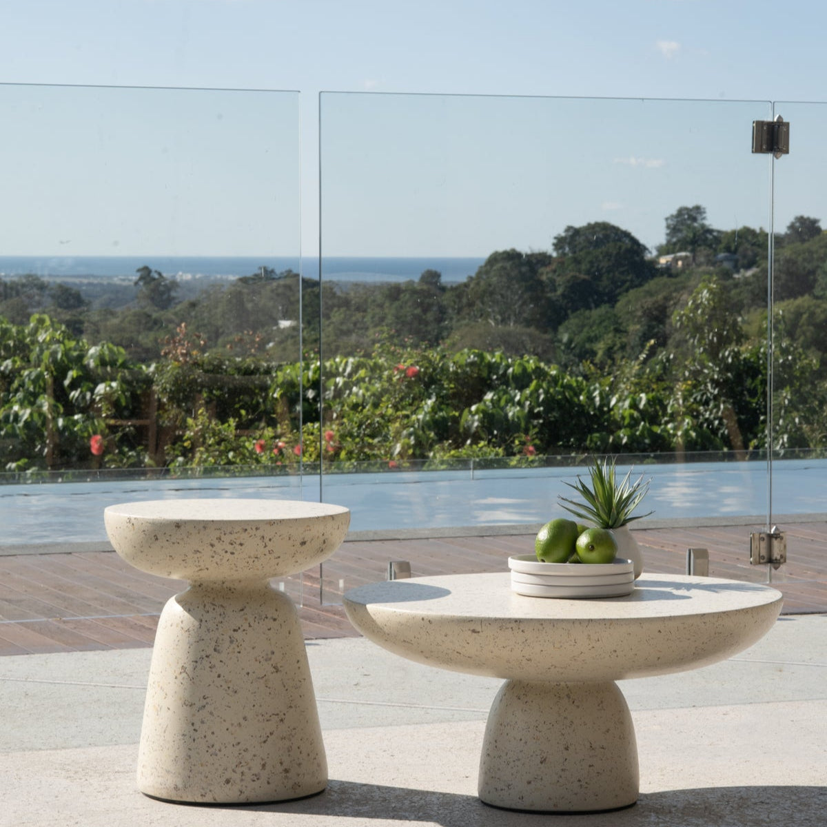 Clara Stone Resin Side Table - 0.46m