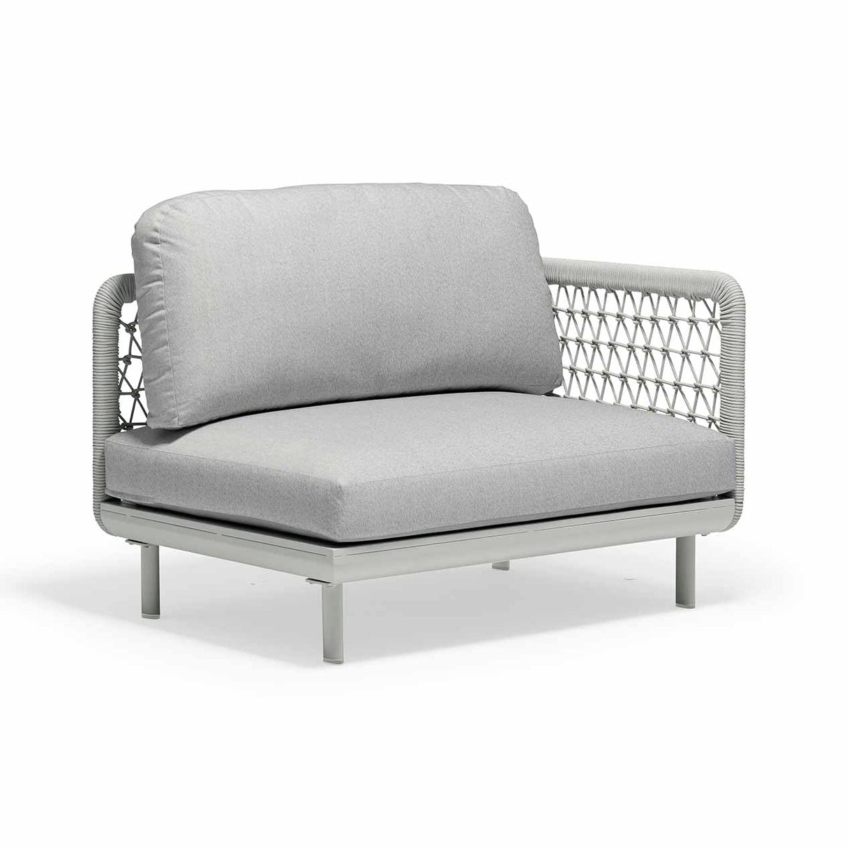 Colwood Outdoor Rope End Chair with Left Arm in Light Grey
