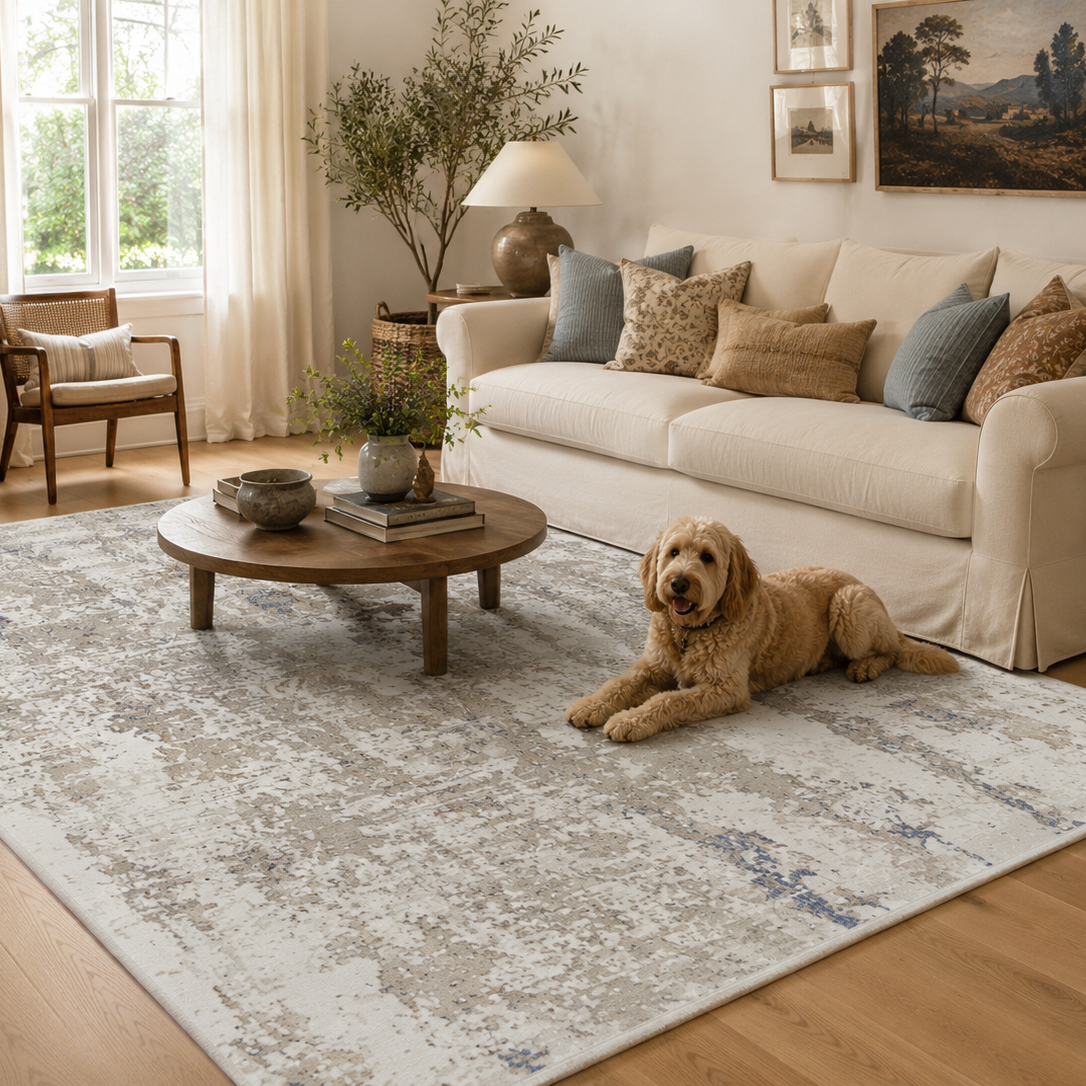 Cordelia One Modern Beige Blue Rug
