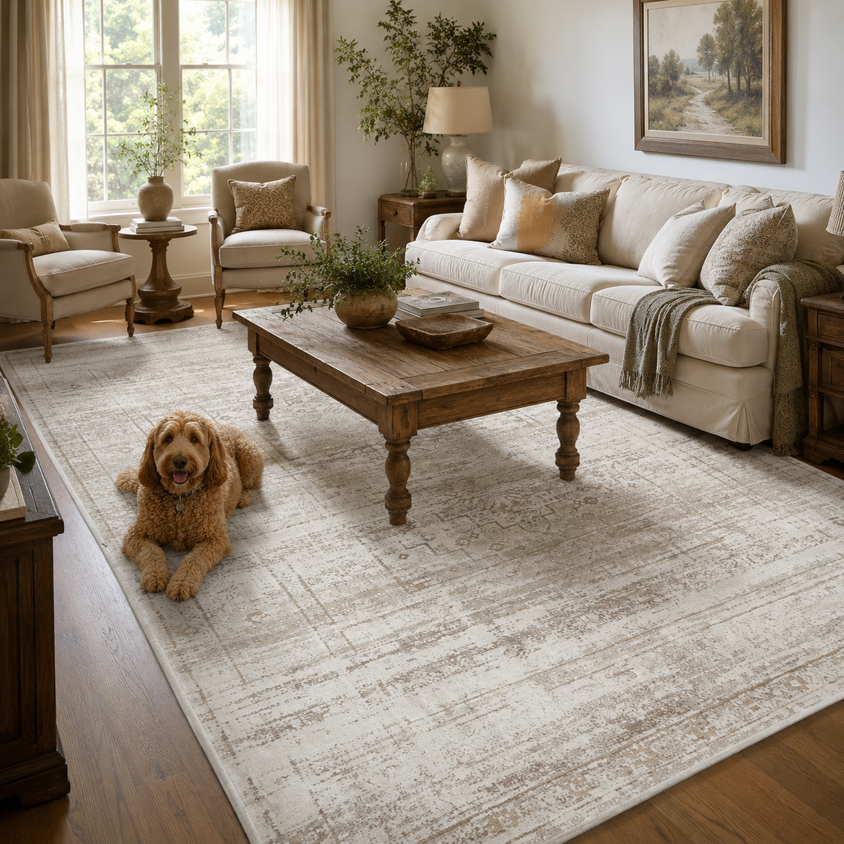 Cordelia Traditional Beige Blue Rug