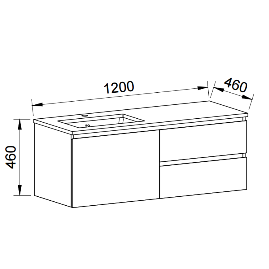 Timberline DAKOTA Wall Hung Vanity (All Sizes)