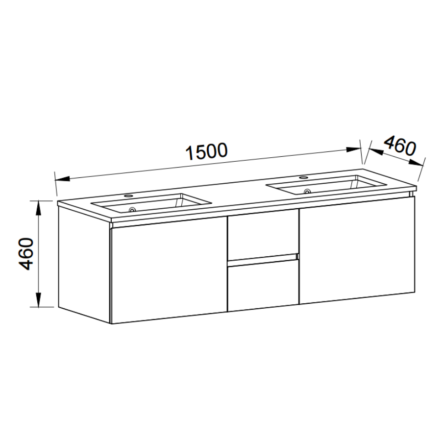 Timberline DAKOTA Wall Hung Vanity (All Sizes)