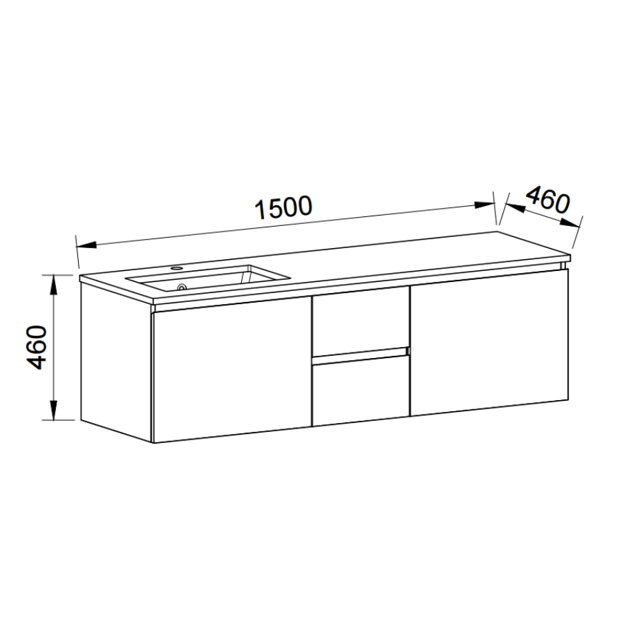 Timberline DAKOTA Wall Hung Vanity (All Sizes)