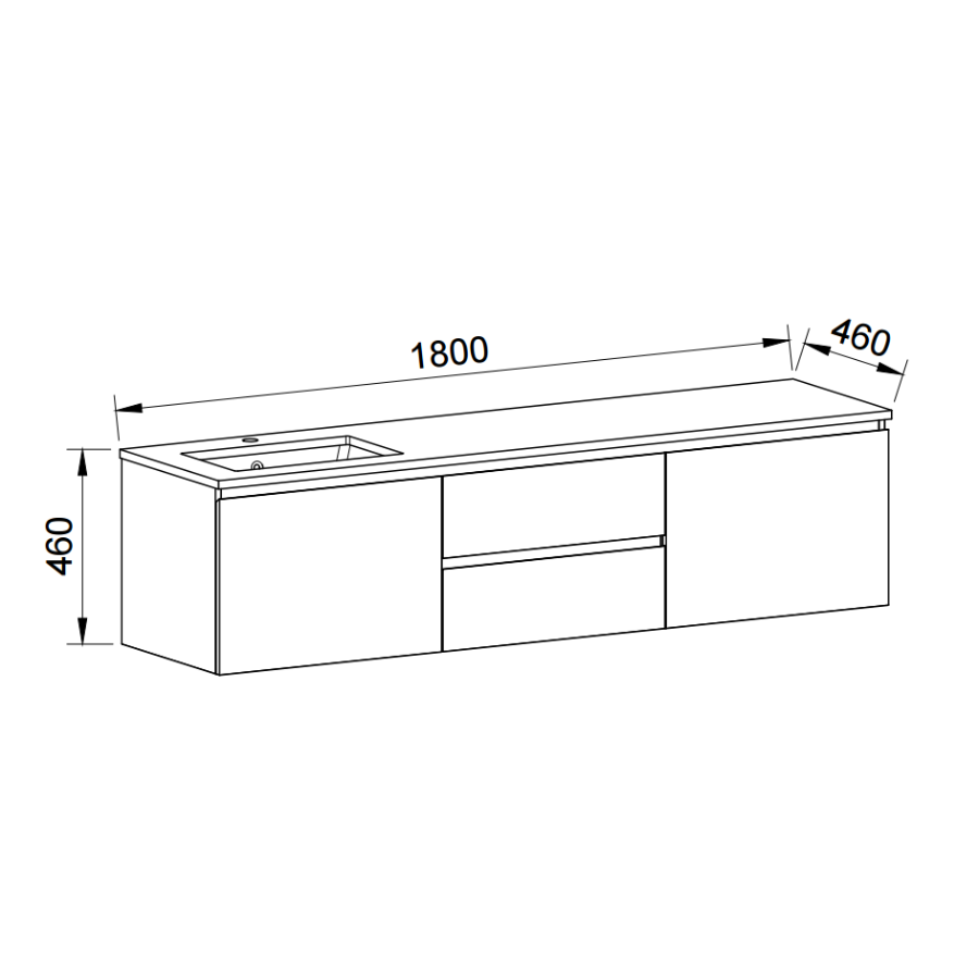 Timberline DAKOTA Wall Hung Vanity (All Sizes)