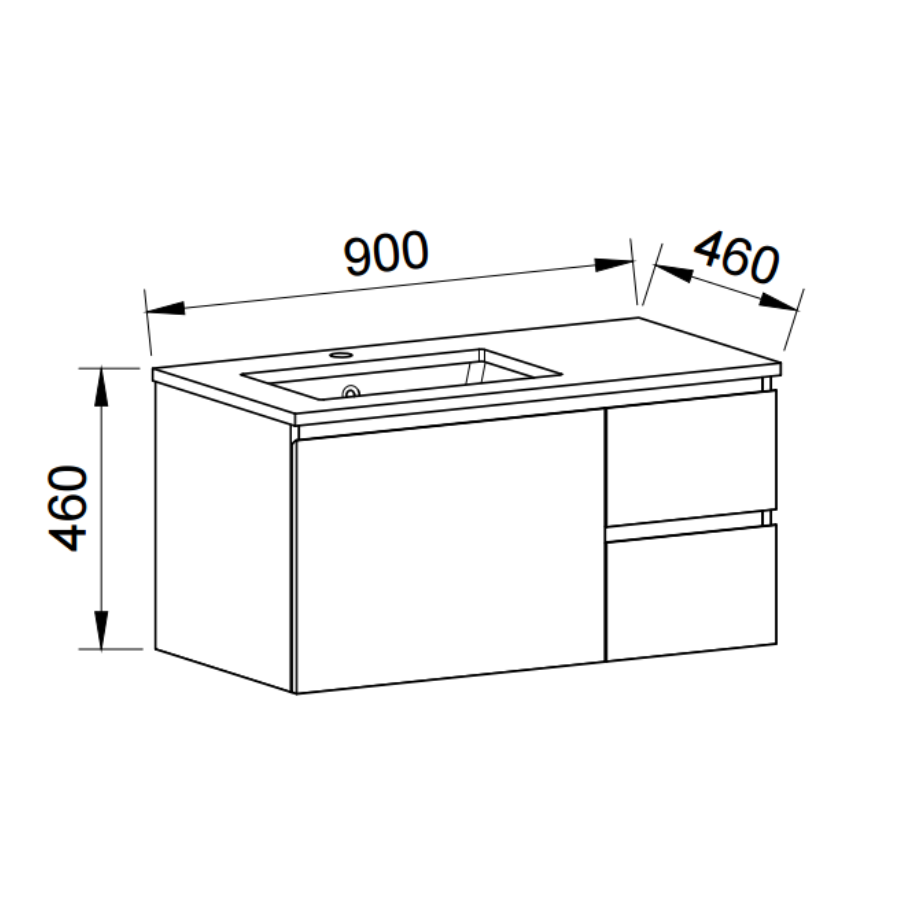 Timberline DAKOTA Wall Hung Vanity (All Sizes)