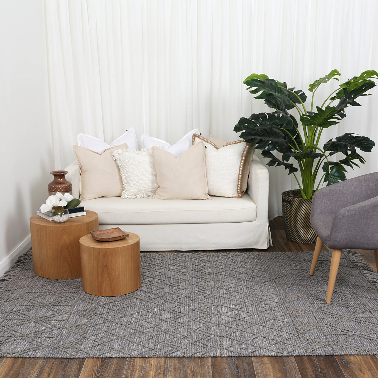 Diego Inca Grey Multi Wool Rug - DIEG01