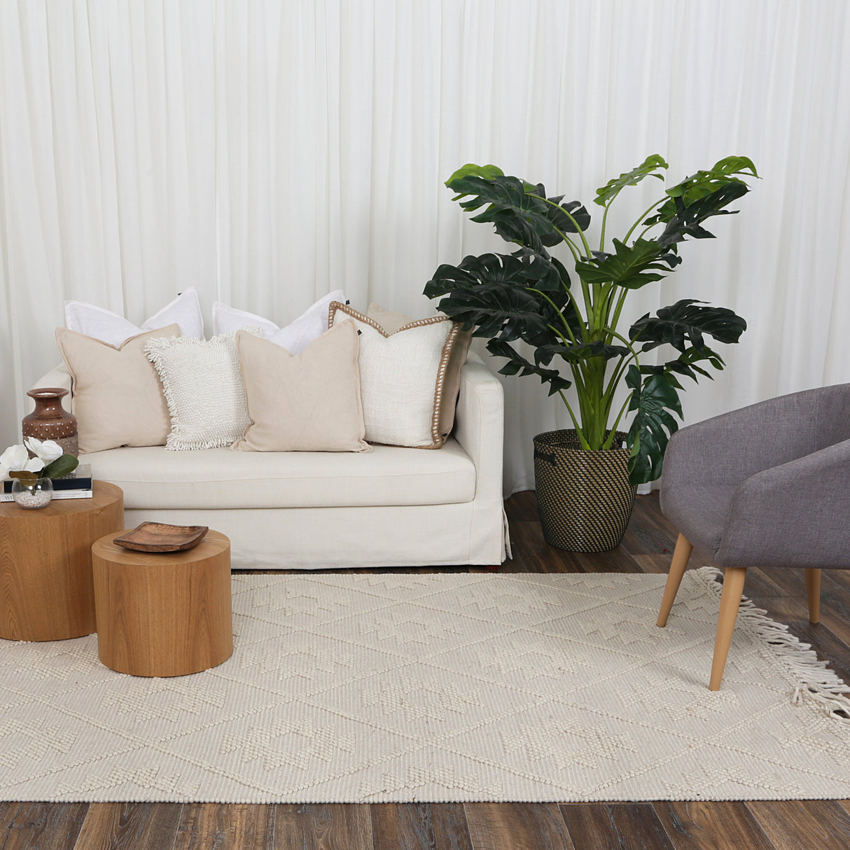 Diego Tribal Beige Wool Rug - DIEG02