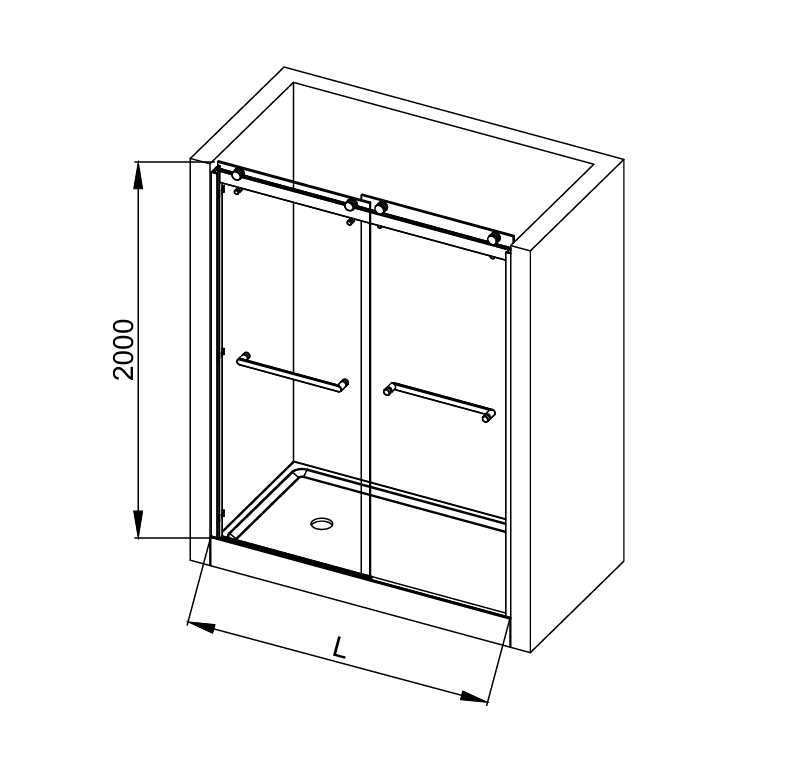 COVEY Wall To Wall Frameless Double Sliding Door Shower Screen (By-pass Sliding Door)