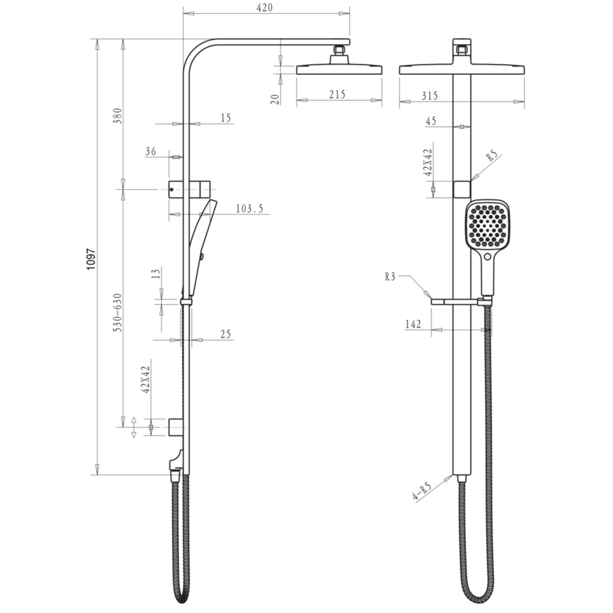 Bekitia Dual Shower Rail