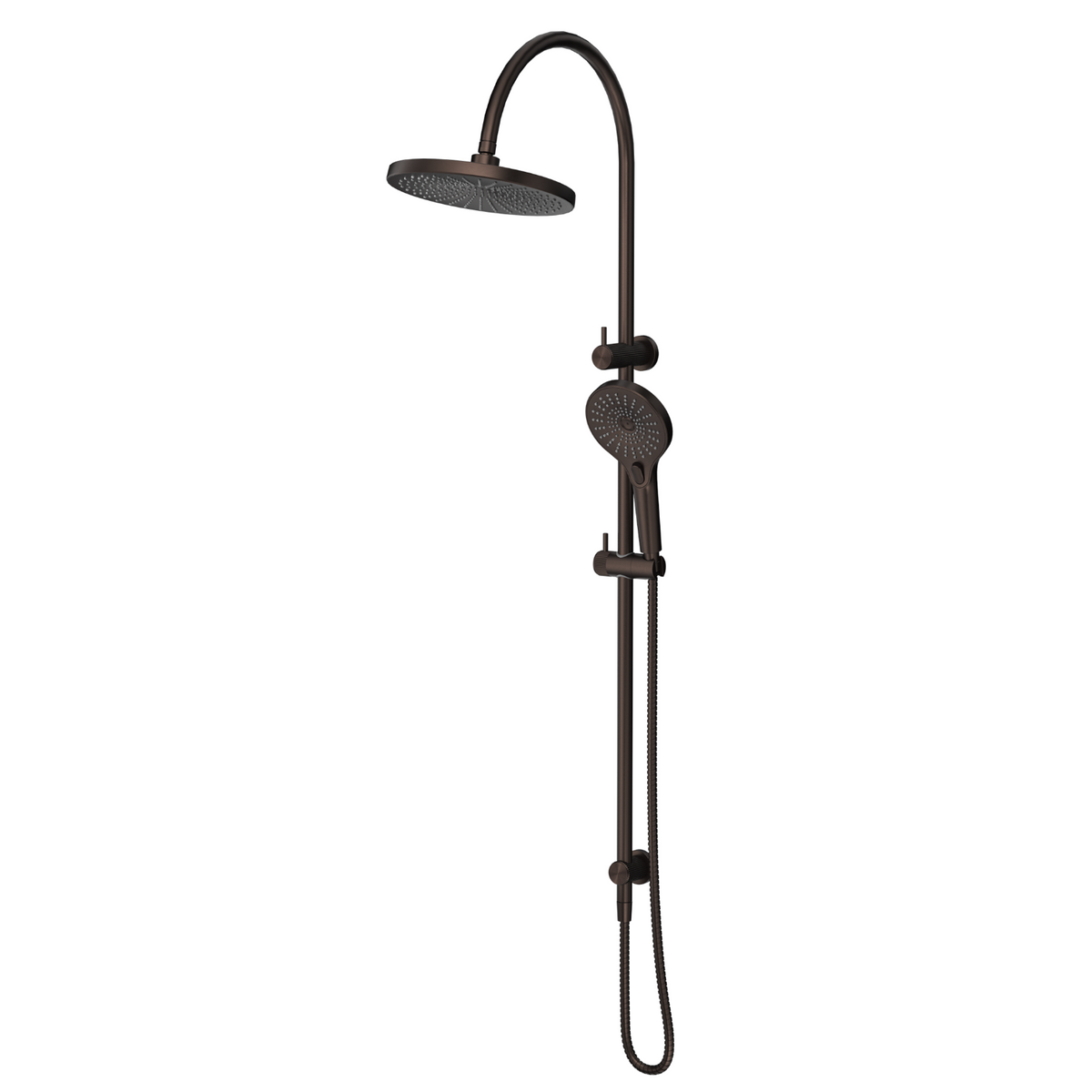 Mica Fluted Gooseneck Dual Shower Rail