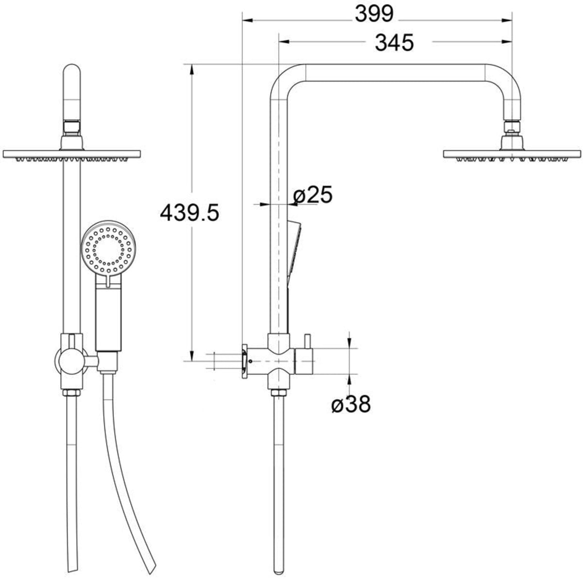 Mica Half-Rail Shower Station
