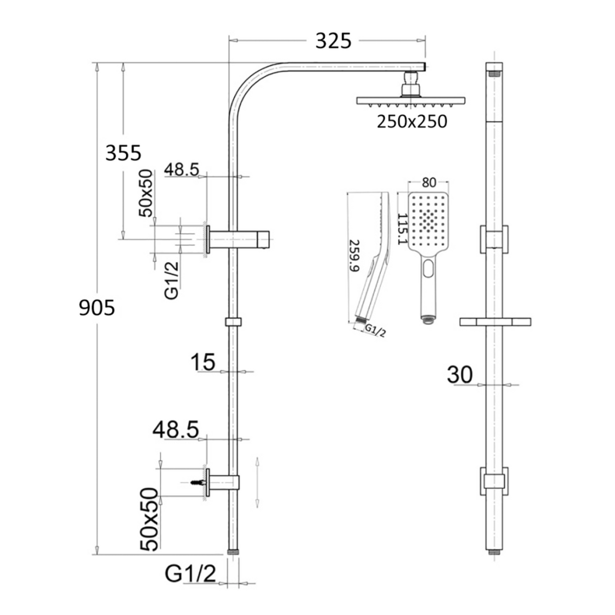 Cresta dual shower rail