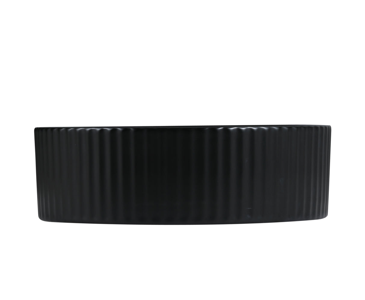 CORA 36 Above Counter Fluted Matt Black Circle Basin