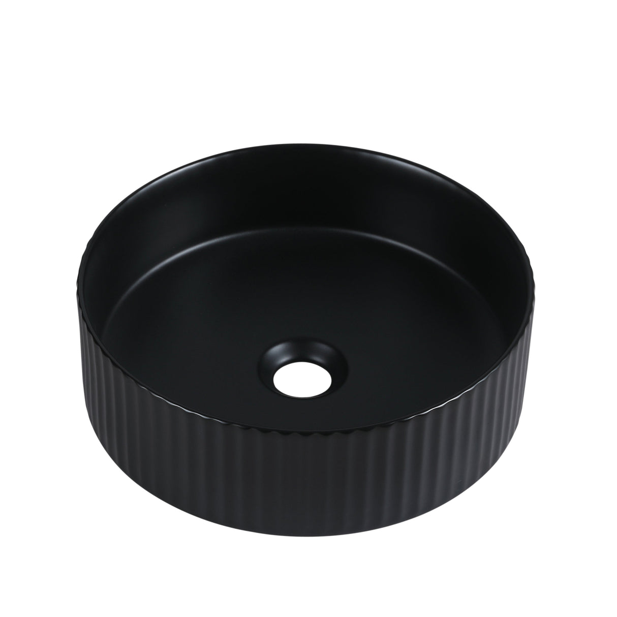 CORA 36 Above Counter Fluted Matt Black Circle Basin