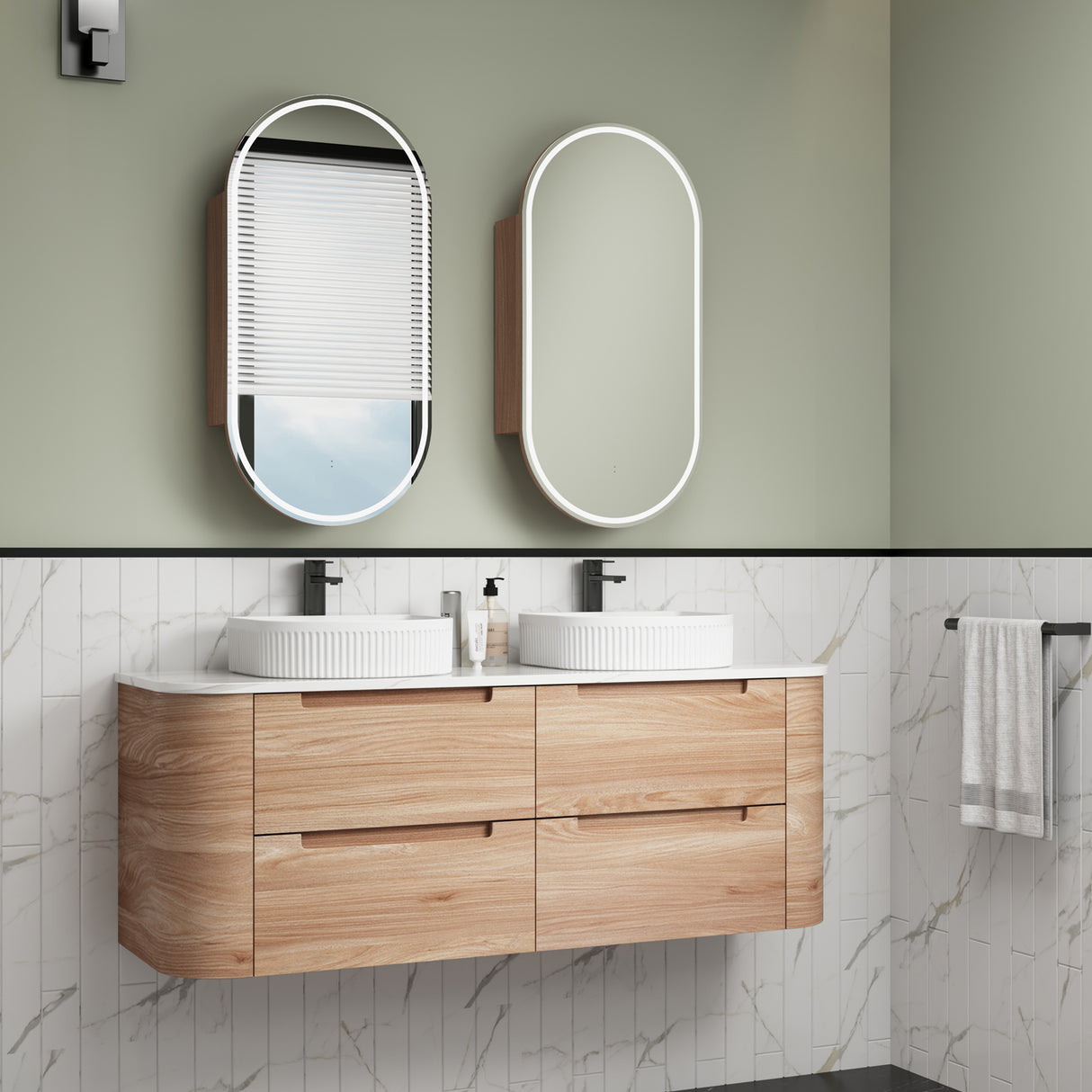 Briony Wall Hung Curve Vanity Mia Oak (All Size)